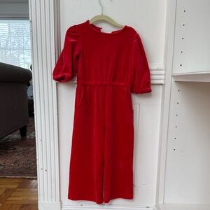 Hanna Andersson Velvet red jumpsuit